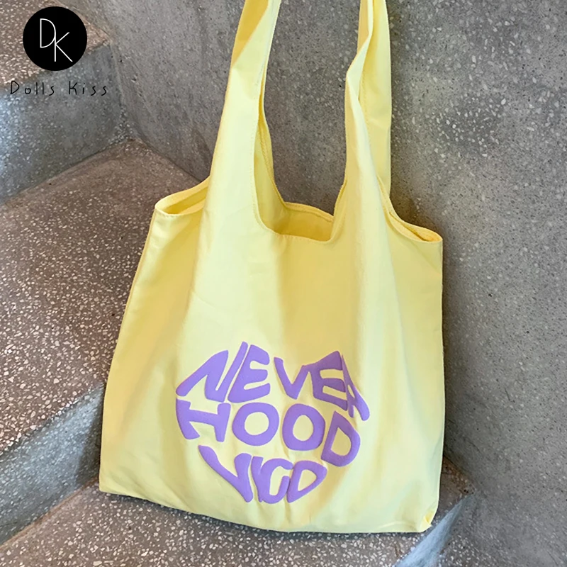 

Ladies Canvas Shopping Bag Women Sweet Goose Yellow Fun Print Handbag Female Large-Capacity Grocery Bag Girls Eco-Friendly Totes