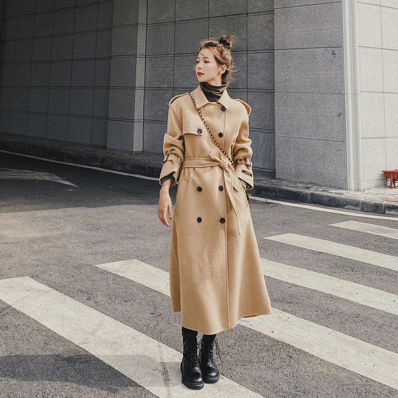 

Brand New England Style Double-Breasted Long Women Coat Winter Warm Thick Outerwear Female Clothes with Belt