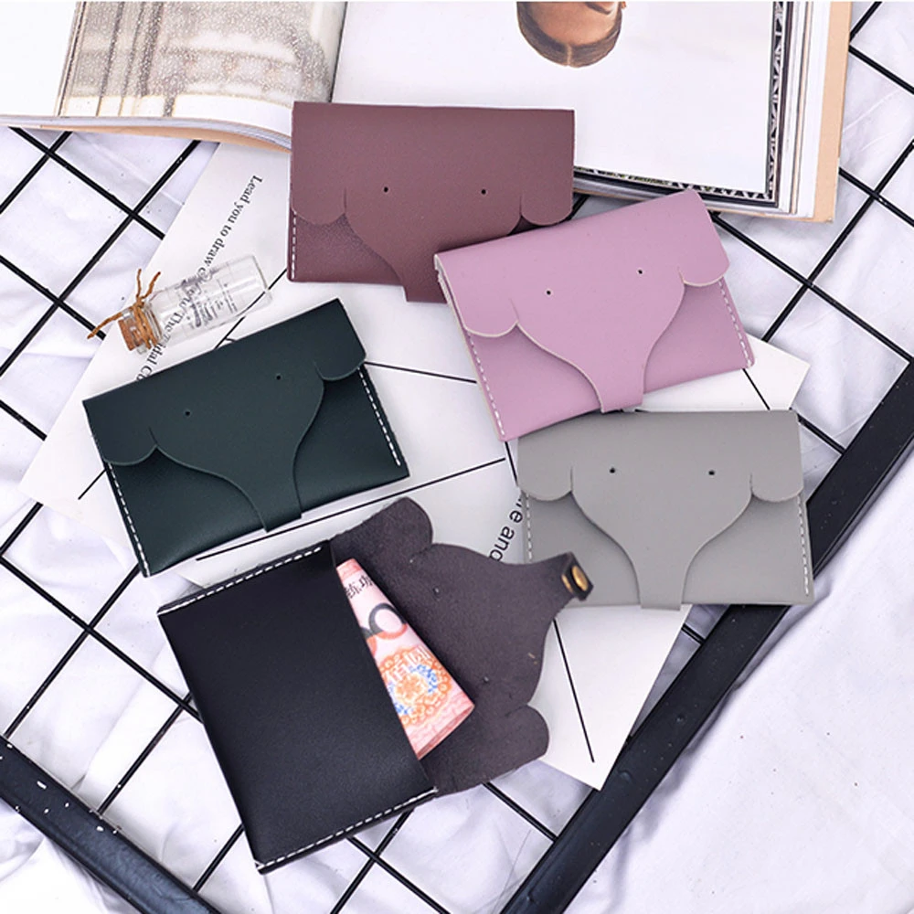 Мини кошелек из искусственной кожи с милой мультяшной головой животного слона на