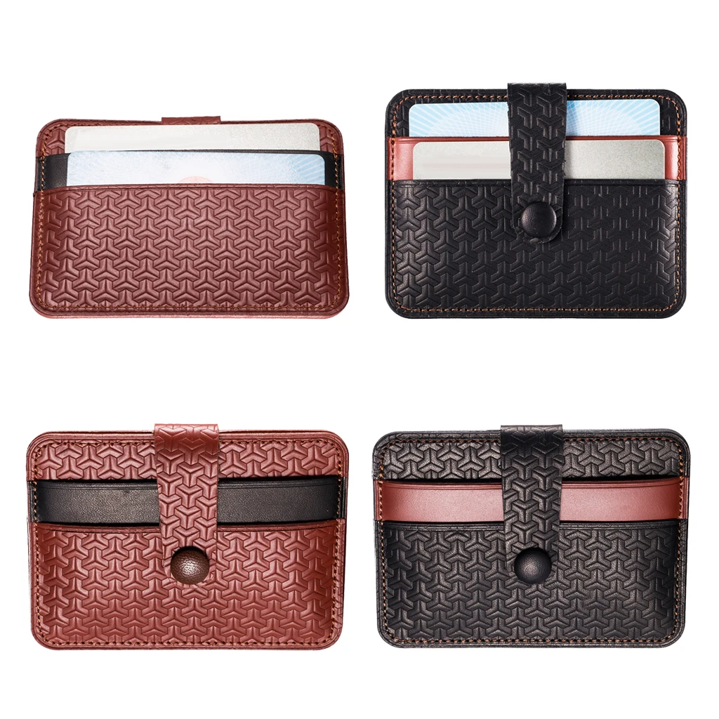 

Retro Men Ladies Minimalist Leather Small ID Credit Cards Wallet Holder Slim Pocket Case