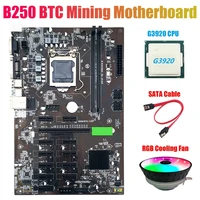 b250 btc mining motherboard with g3920 cpurgb fansata cable 12xgraphics card slot lga 1151 ddr4 usb3 0 for btc miner