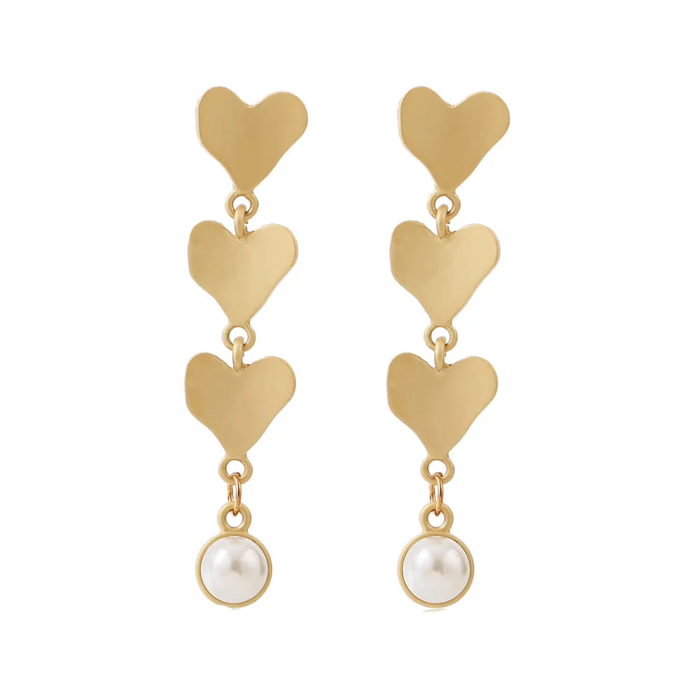 

серьги Golden Hear Start Shape Earring 2021 Trend Pearl Long Hanging Earrings For Women Girl's Ear Jewelry Accessories