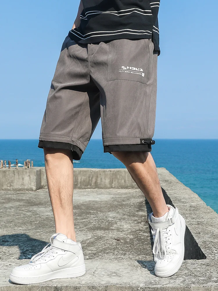 

FMZXG men's trend casual men's shorts wear personalized pants with loose tie shorts