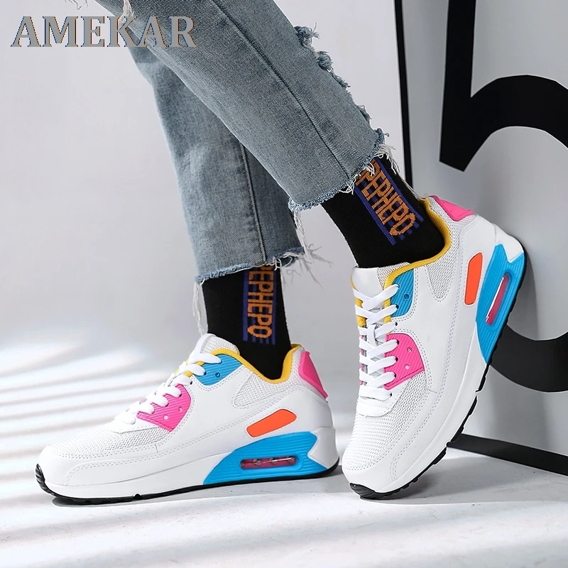 

2021 Mens Casual Shoes Fashion Male Sneakers Air Cushion Breathable Sports Running Shoes PU Mesh Tenis Masculino Adulto Men Shoe