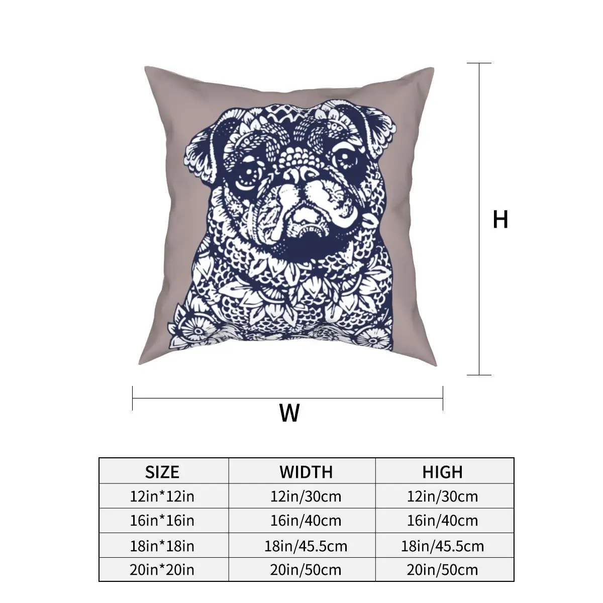 

Mandala Of Pug Dog Pillowcase Printed Polyester Cushion Cover Decor Pillow Case Cover Home Drop Shipping 45X45cm