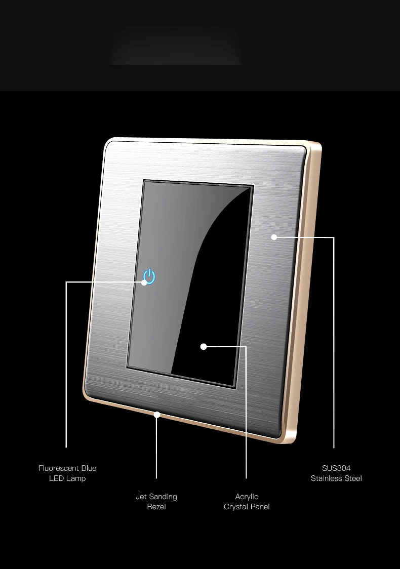 CE 86 Type LED Wall Electric Switch Mirror Acrylic Stainless Steel Brushed Panel - 1 2 3 4 Gang 1 Way 2 Way EU Socket USB Light TV image 6