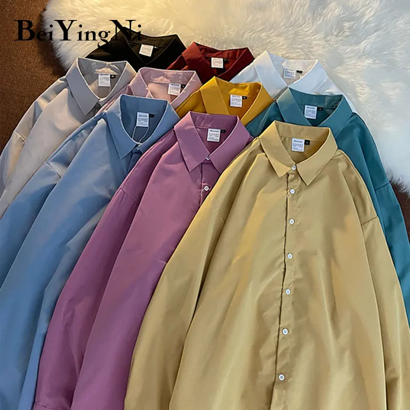 

Beiyingni Long Sleeve Blouses Womens Tops Solid Color Casual Loose Harajuku Female Shirts Korean Fashion Oversized Blusas Shirt