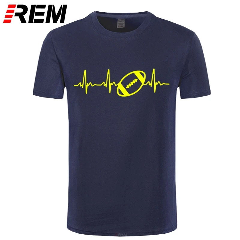 Мужская футболка с коротким рукавом REM Heartbeat of American footballer хлопковая Футболка Rugbyer