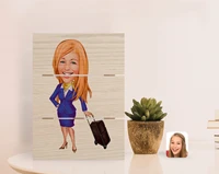 personalized stewardess caricature of authentic desktop wood pallet %c3%a7er%c3%a7eve 2