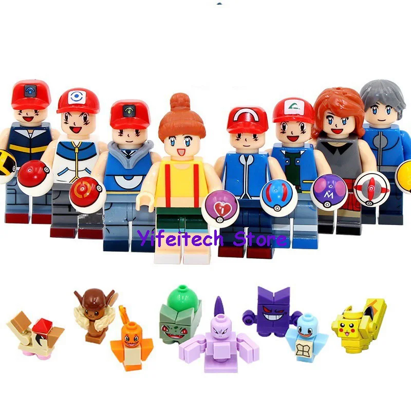 Супергерои Go Pikachu Charmander Bulbasaur, модель, строительные блоки, Обучающие фигурки, игрушки для детей, рождественский подарок
