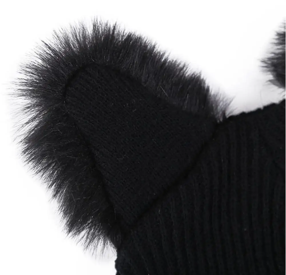 Хит продаж осенние и зимние меховые шапки с кошачьими ушками женские вязаные
