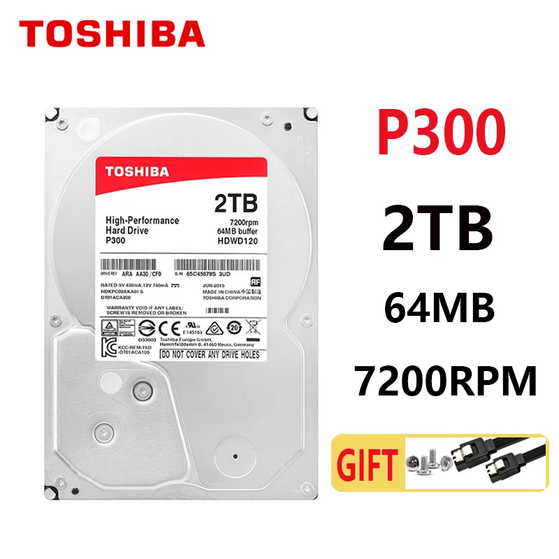 Жесткий Диск TOSHIBA 2 ТБ P30 внутренний жесткий диск 2000 Гб для игровых игр HD 7200 об/мин