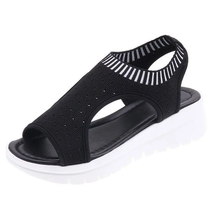 

New Women Wedge Sandals Casual Slip on Comfortable Flat Summer Sandals Peep Toe Breathable Mesh Platform Sandals Ladies