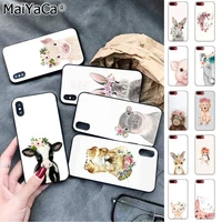 cute bunny pig cow hippo a flower crown print animal art phone cover for iphone 13 11 pro 8 7 66s plus x xs max 5s se xr