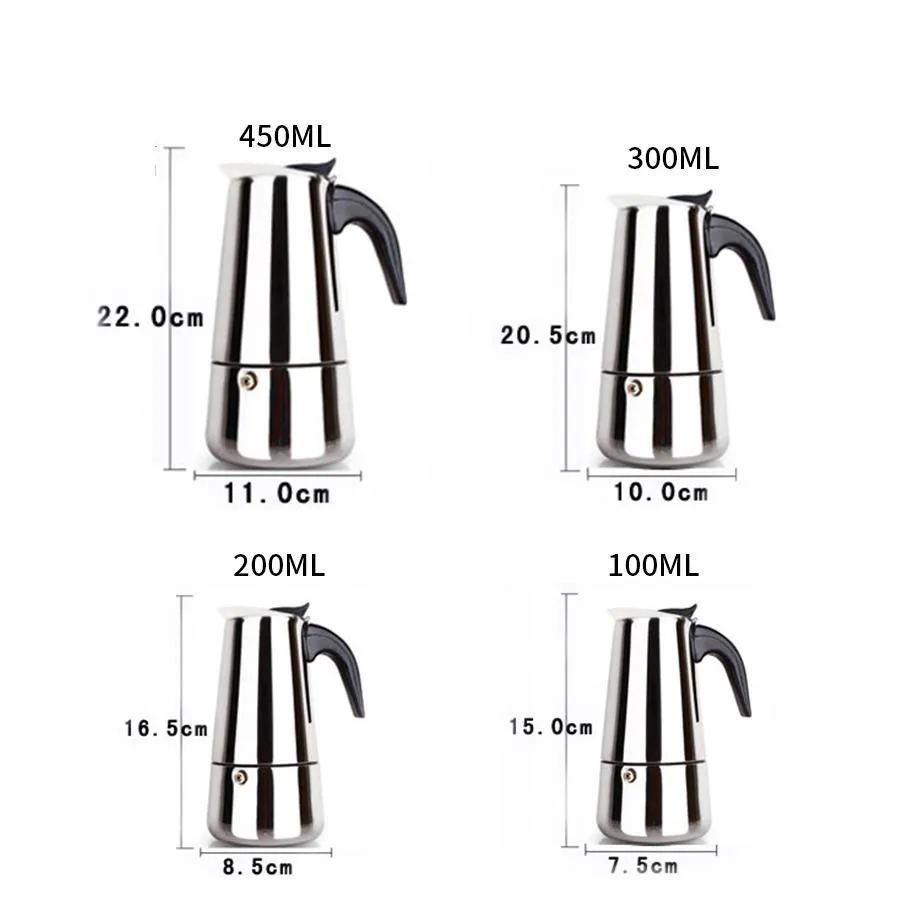 2019 модный дизайн большая емкость нержавеющая сталь 304 Мока Кофеварка варочная