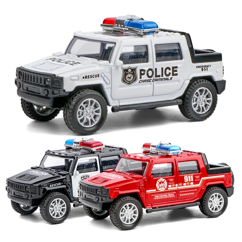 

Car Toys For Boys Vehicle Children's Simulation Off-road Alloy Police Car Toy Car Fire Truck Metal Alloy Boy Girls Kid Toys Gift