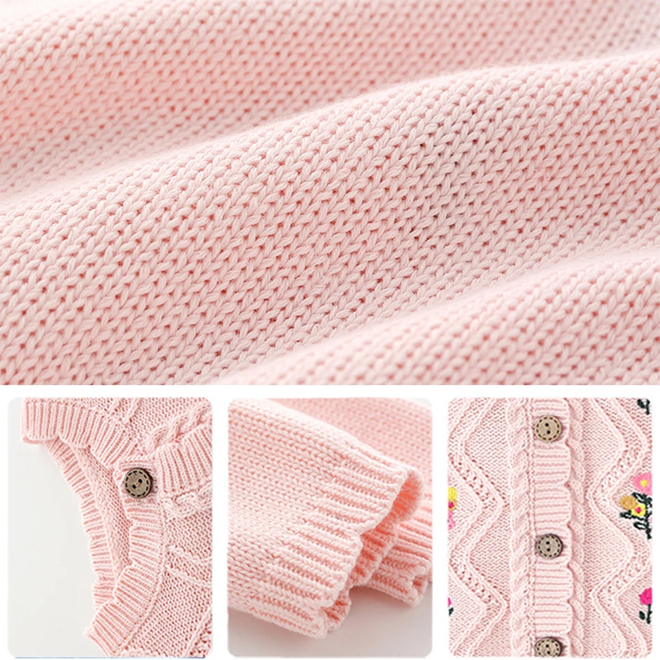 Зимний вязаный свитер с вышивкой для новорожденных девочек комбинезон детская