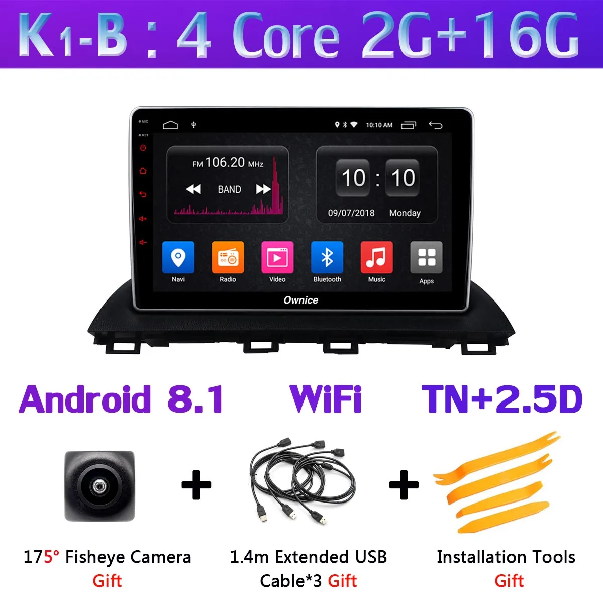 K1-B 10," 1 Din 360 ° панорамный автомобильный dvd-плеер на основе Android для Mazda 3 Mazda 3 Axela Автомобильный gps Радио DSP CarPlay 4G LTE - Цвет: K1-B