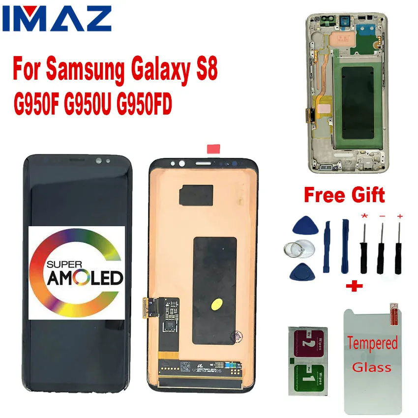 Оригинальный ЖК дисплей IMAZ SUPER AMOLED для Samsung S8 G950F G950FD G950W Galaxy с сенсорным экраном и