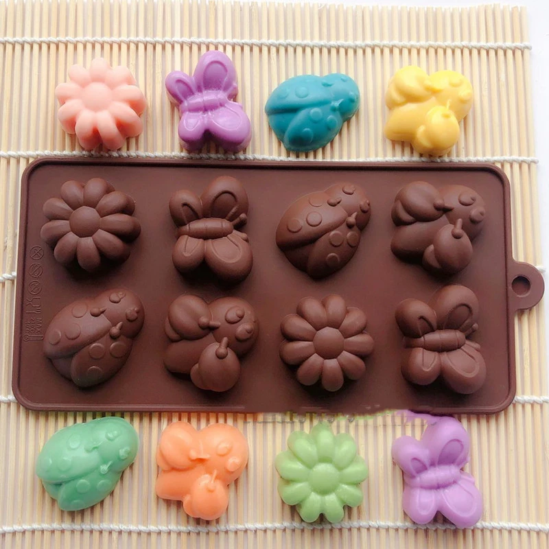 

8Holes Insect Silicone Mold Butterflies Bee Beetle Cake Molds DIY Fondant Jelly Pudding Chocolate Mold Handmade Soap Molds Forms