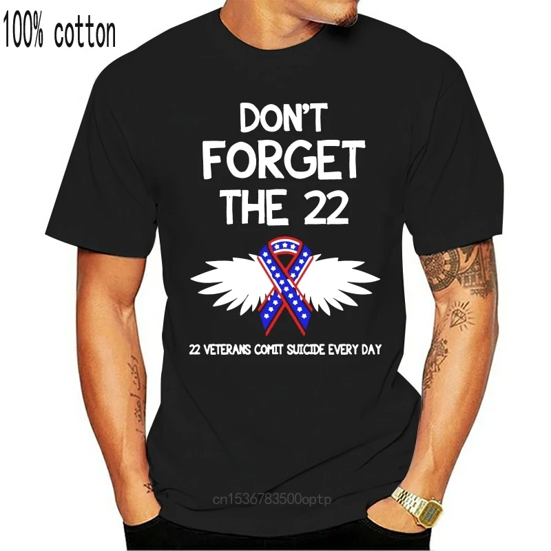 

New Don'T Forget The 22 Veterans Ptsd Suicide Awareness T-Shirt Cotton Men Black Colorful Tee Shirt