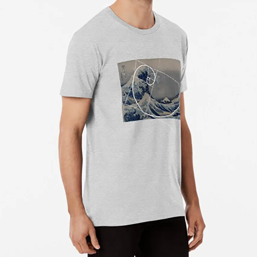 Hokusai Meets футболка Фибоначчи с цифрами Золотое соотношение Золотая средняя