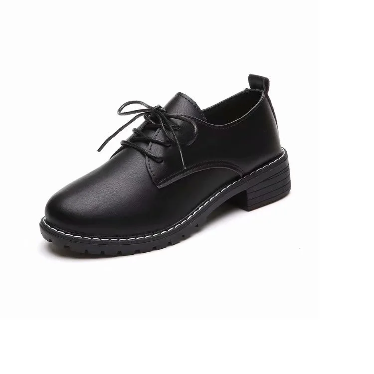 

Casual Woman Shoe Modis Oxfords Clogs Platform Female Footwear Round Toe 2021 Leather Cross Creepers Summer New Dress Solid Lace