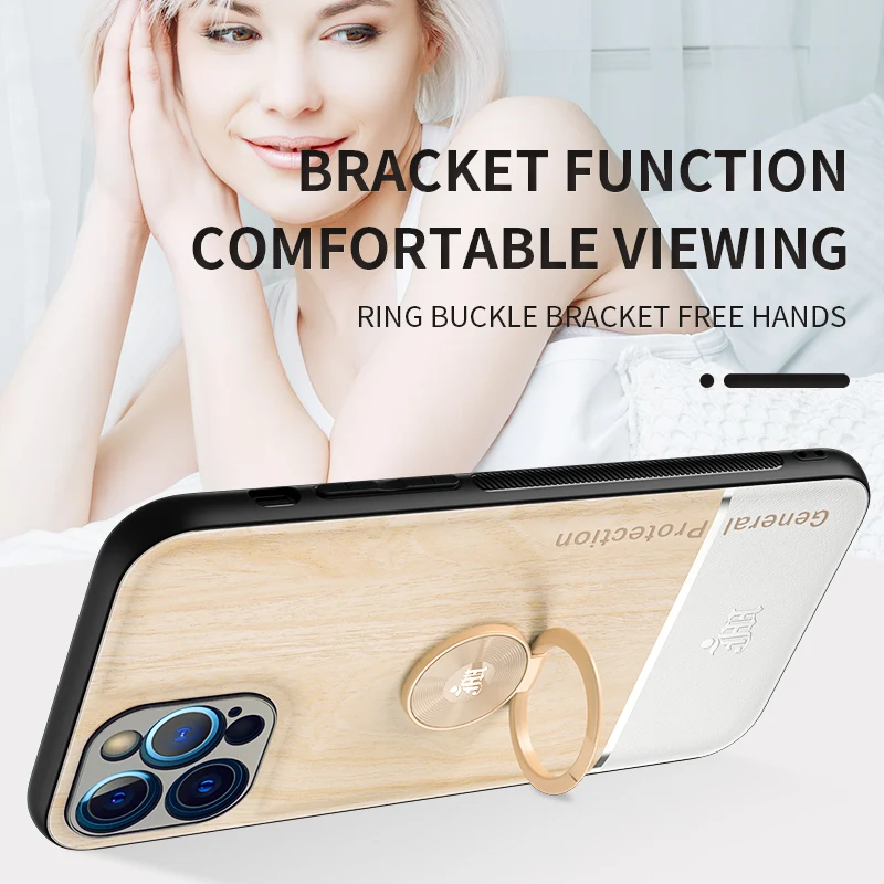 

Luxury Car Magnetic Ring Holder Camera Lens Protection Shockproof PU Leather Phone Case For iPhone 12 Pro Max Mini 11 Back Cover