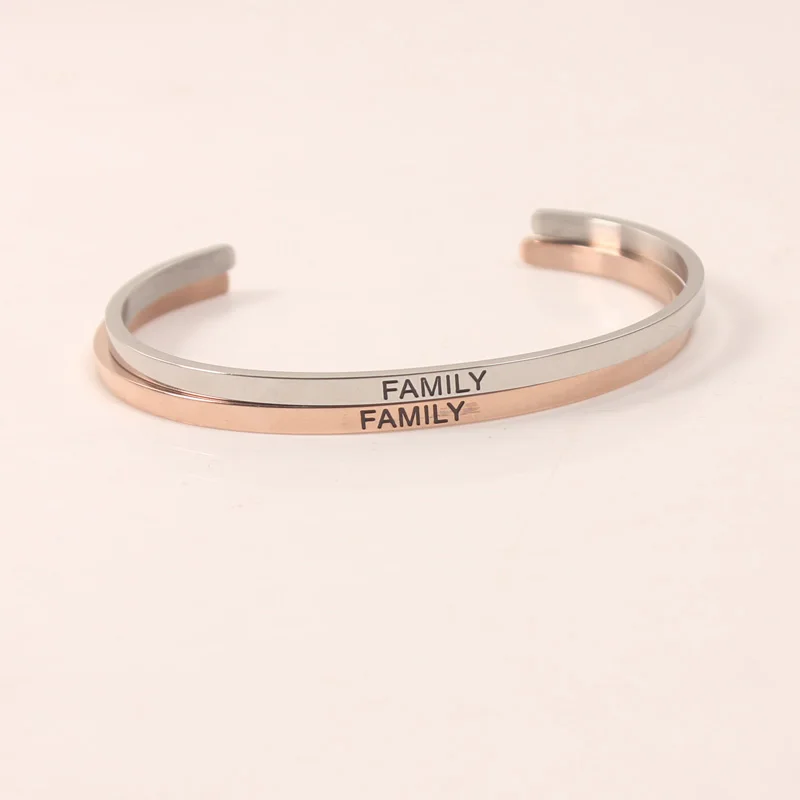 Семья Нержавеющая сталь резной положительный Inspriation браслеты 3 2 мм Буддизм знак