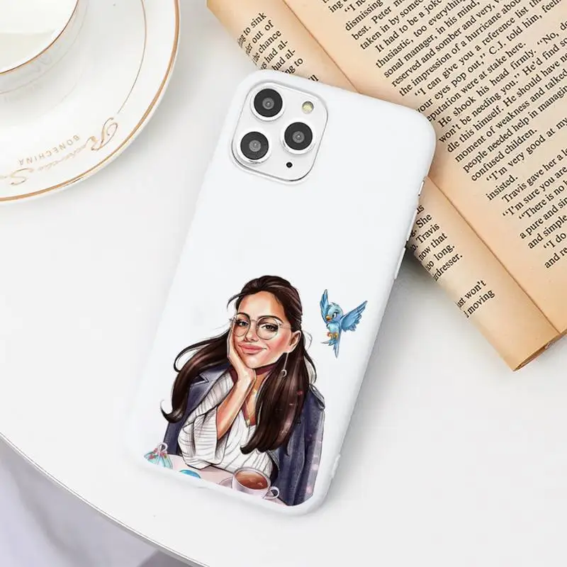 

Girls Female boss Phone Case Candy Color White for iPhone 11 pro XS MAX 8 7 6 6S Plus X 5S SE 2020 XR
