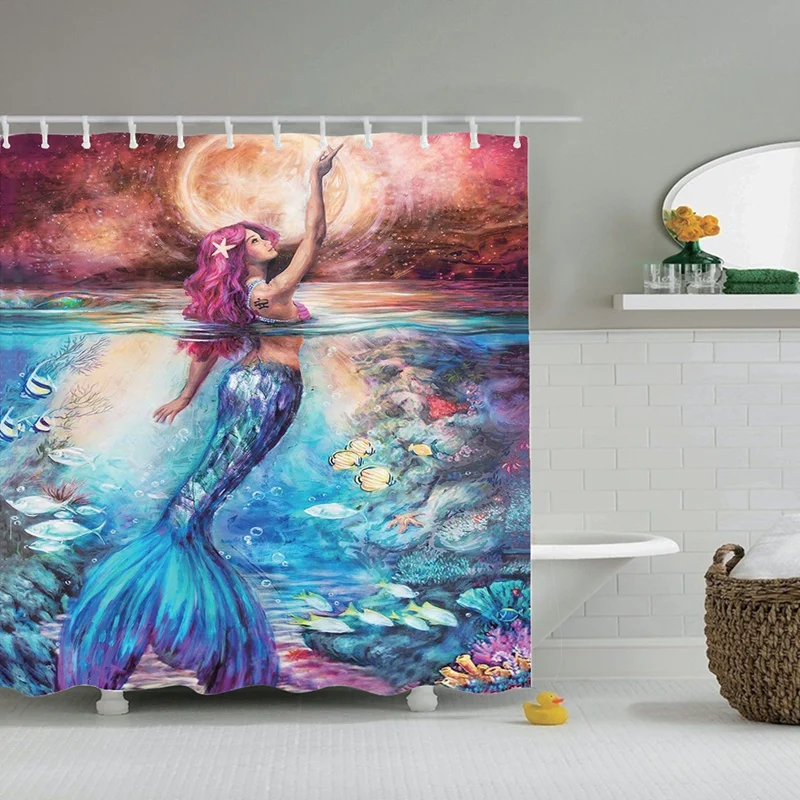 Занавеска для душа Dafield в ванную комнату с изображением русалки|Шторы душа| |