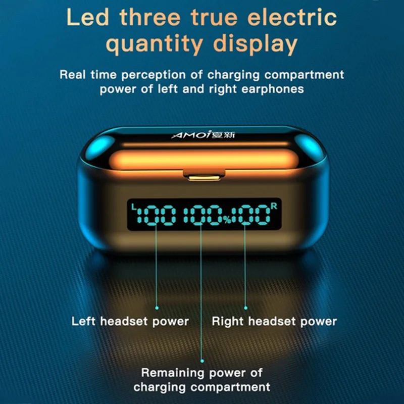 

HiFi Bluetooth 5.0 CVC8.0 Noise Reduction Stereo Wireless TWS Bluetooth Headset 3 LED Display Headset Waterproof Dual Headphones