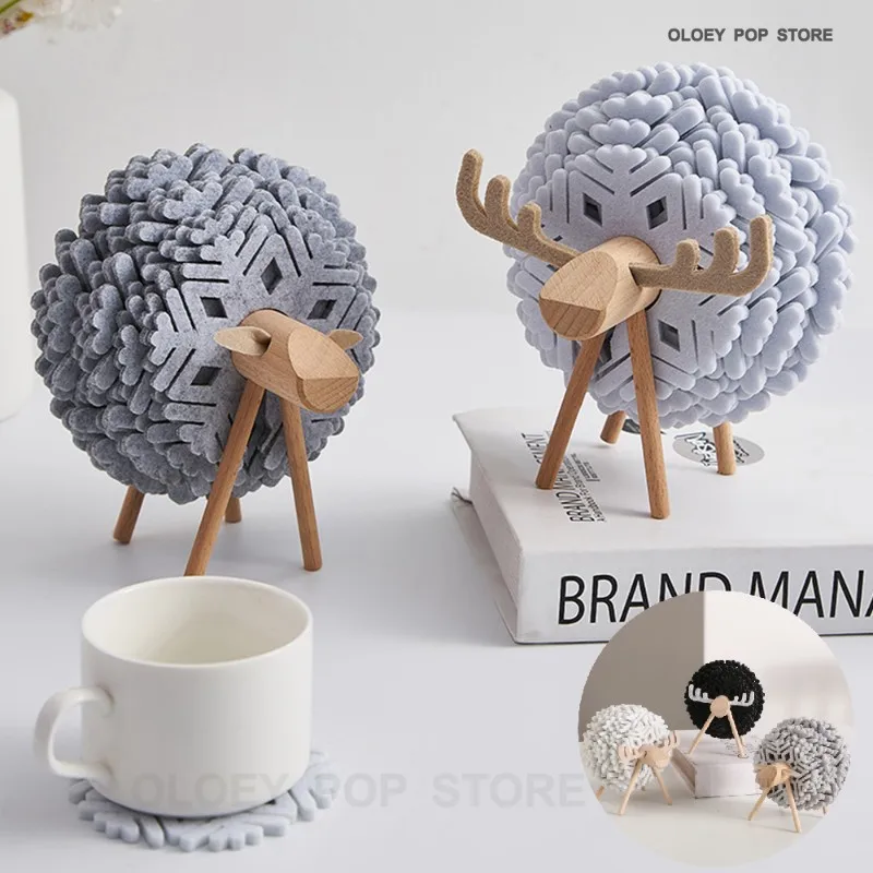 

New Sheep Shape Anti Slip Cup Pads Coasters Insulated Round Felt Cup Mats Japan Style Creative Home Office Decor Art Crafts Gift