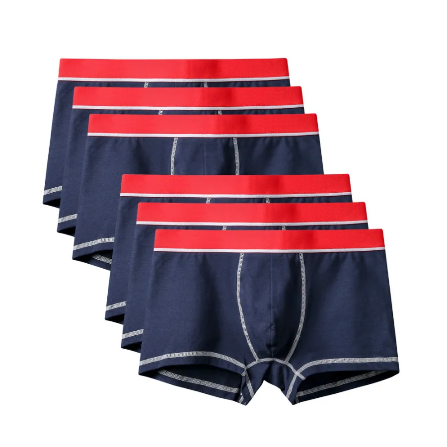 6Pcs A0608 Dark Blue 6 шт./лот, фирменное качество,, новые модные сексуальные хлопковые шорты, мужские боксеры, шорты, мужское нижнее белье, мужские трусы, мужская одежда - Цвет: 6Pcs A0608 Dark Blue
