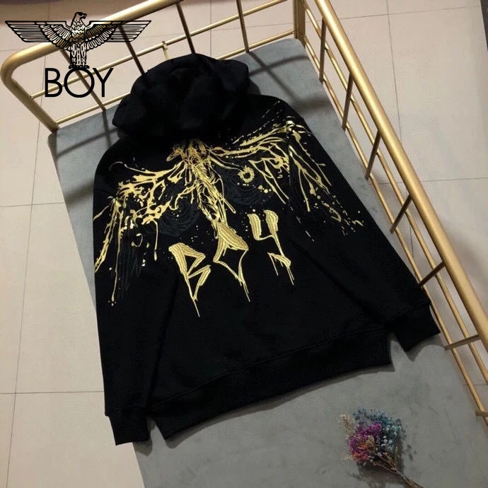 

BOY LONDON Winter 2021 new leisure trend zipper hooded sweater luxury bronzing loose couple cardigan jacket for men and women
