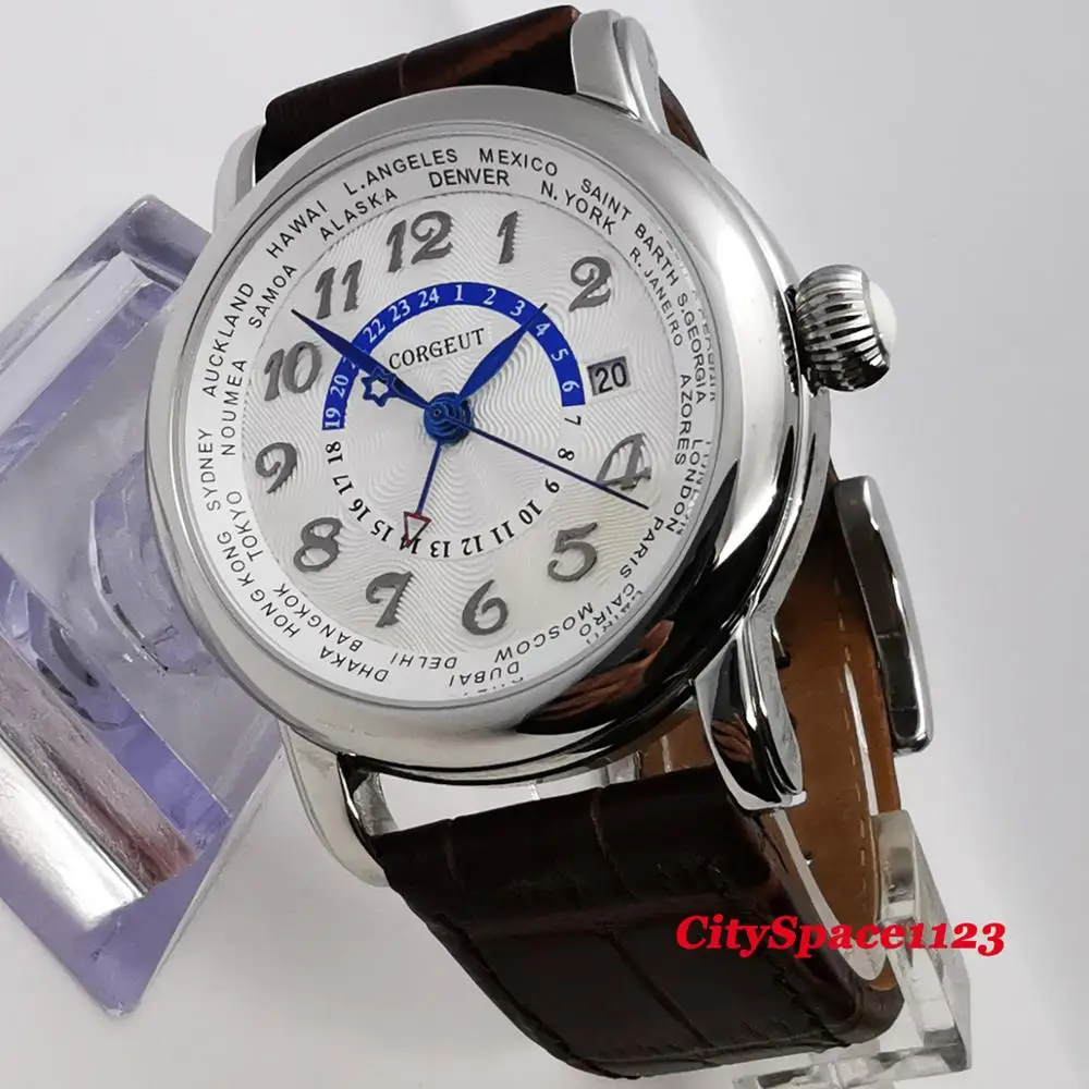 Мужские автоматические механические часы с полированным чехлом из нержавеющей