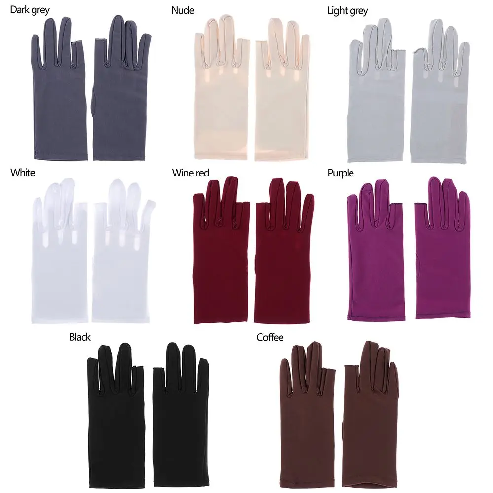 

Fashion Summer Spandex Gloves Women Men Sexy Mittens Sun Protection White Black Touch screen Thin Short Stretch Gloves