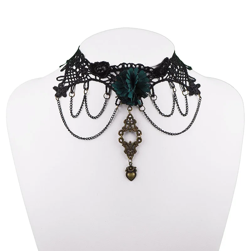 Ожерелье-чокер женское кружевное модное винтажное ожерелье из черного кружева с