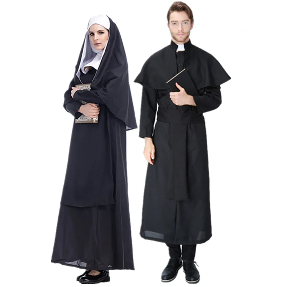 Traditional Sister Nun Costume Adult Religious Catholic Priest Missionaries Cosplay Costumes