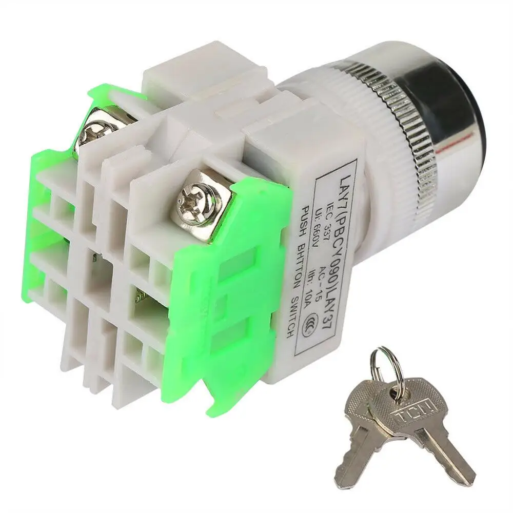 LAY37 AC 380V 10A DPST 2-позиционный 3-позиционный поворотный переключатель с замком 2no LAY7 |
