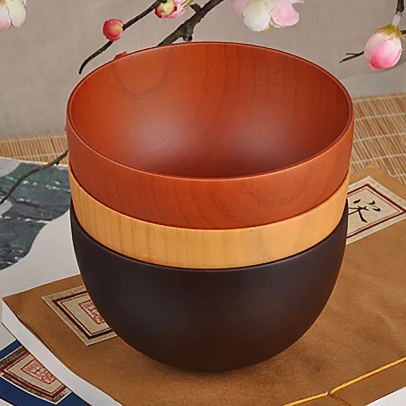 Деревянные Миски в японском стиле салаты лапши фрукты и хлопья Деревянная миска