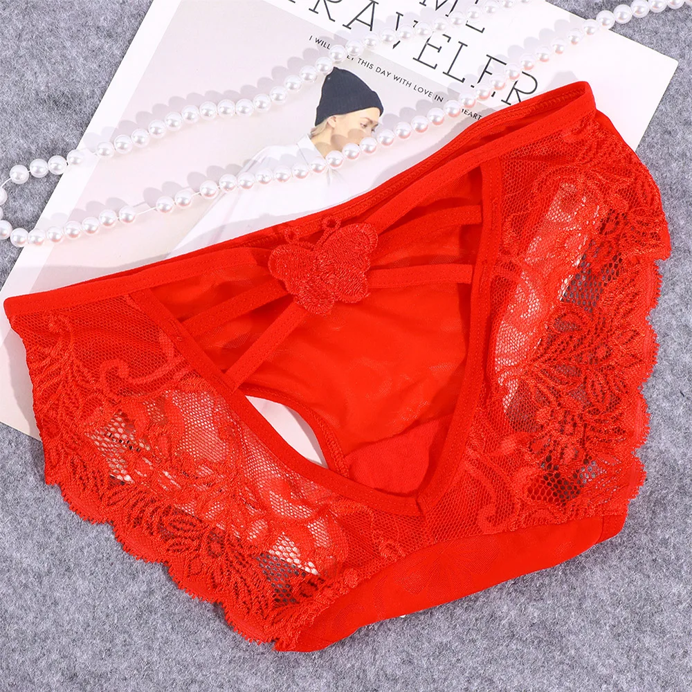 Сексуальные женские кружевные трусики нижнее белье с низкой талией открытые бедра украшение бабочки
