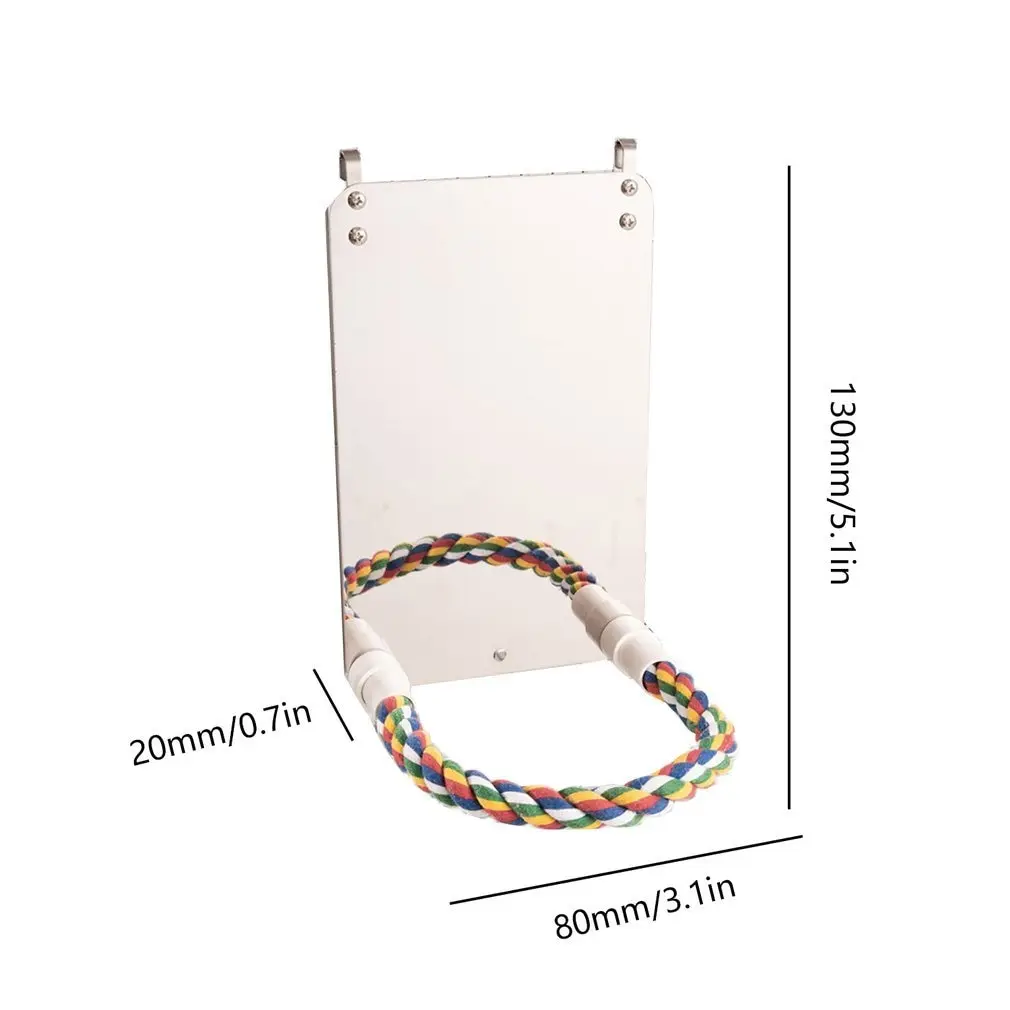 

Durable Practical Stainless Steel Bird Mirror With Rope Bird Toys Parrot Swing Parrot Habitat Parrot Toys