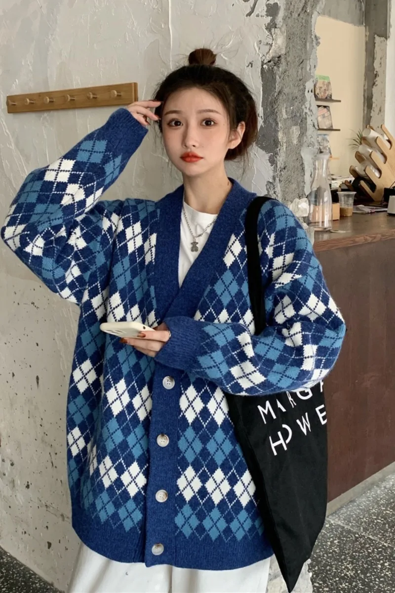 

Women's Sweater Loose Outer Wear 2020 New Autumn and Winter Wild Coat Japanese Retro Hong Kong Style Knitted Cardigan