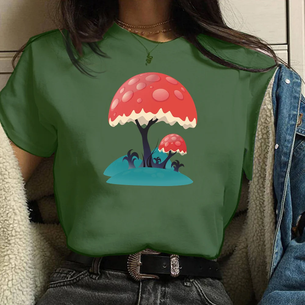 

Tree 2021 Women Casual Harajuku Fashion T-shirt Print O-neck Short Sleeve Elastic Stretched Tee Shirt TX8105
