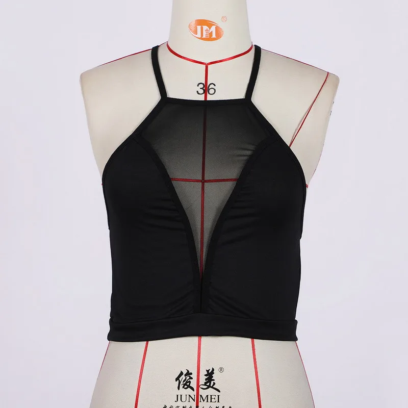 Кроп-топ женский прозрачный сетчатый пикантная повседневная майка спортивный