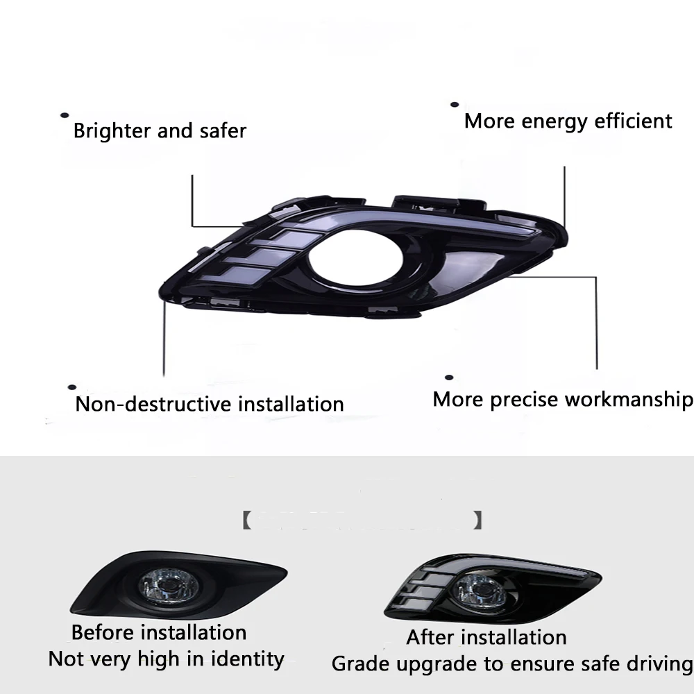 Echayaku 2x белый желтый DRL для Mazda-6 Mazda6 Atenza 2013 2014 2015 светодиодный дневные ходовые огни