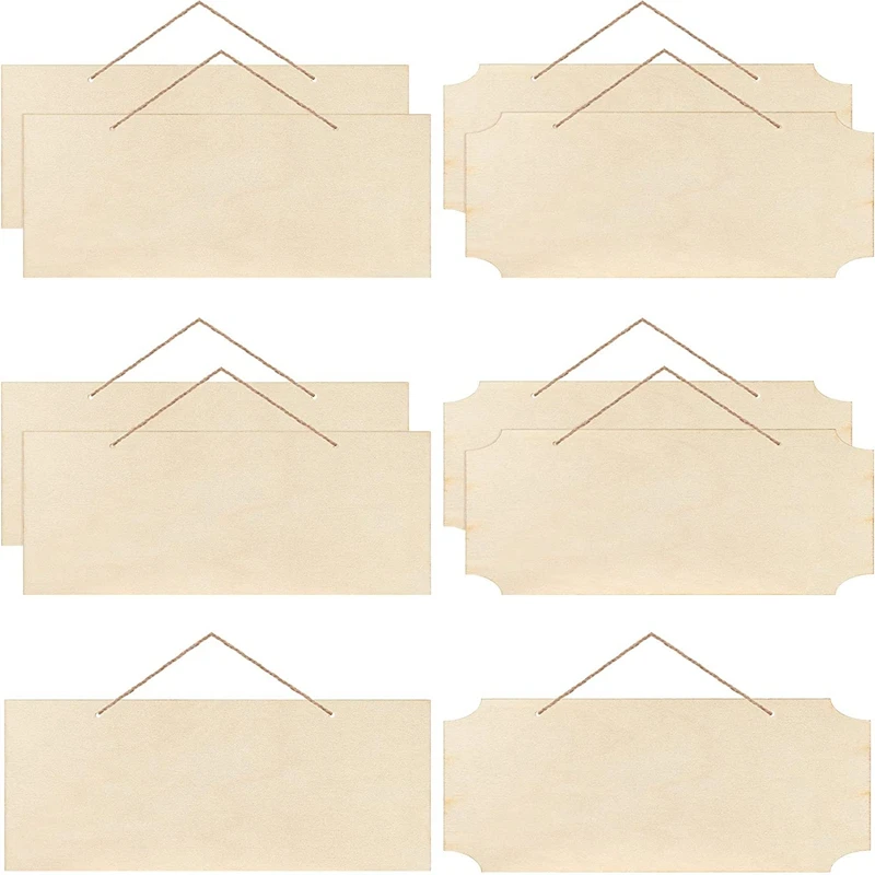 

10 шт. необработанные подвесные деревянные знаки прямоугольные пустые деревянные плакаты с веревками для пирографии рисования письма