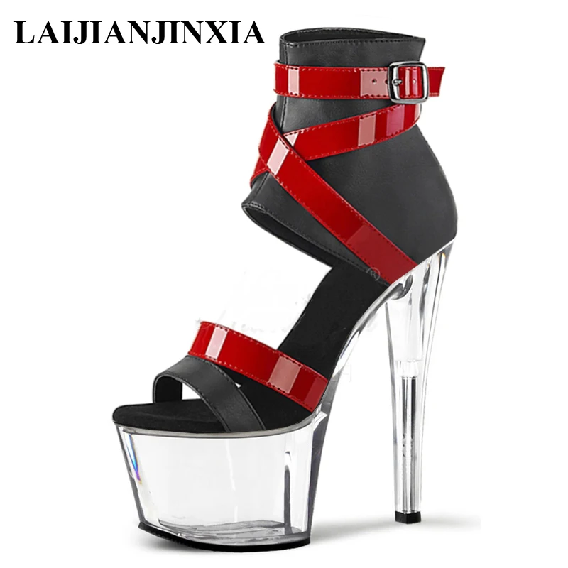 

LAIJIANJINXIA New 17 Cm Fashion High Heels Sandal Stripper Heels Strip Pole Dance Shoes Sexy Party Models Stage Show Sandals