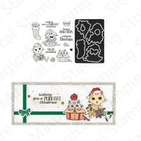 new arrival christmas cat and dog clear stamps and metal cutting dies for diy craft making greeting card decoration scrapbooking